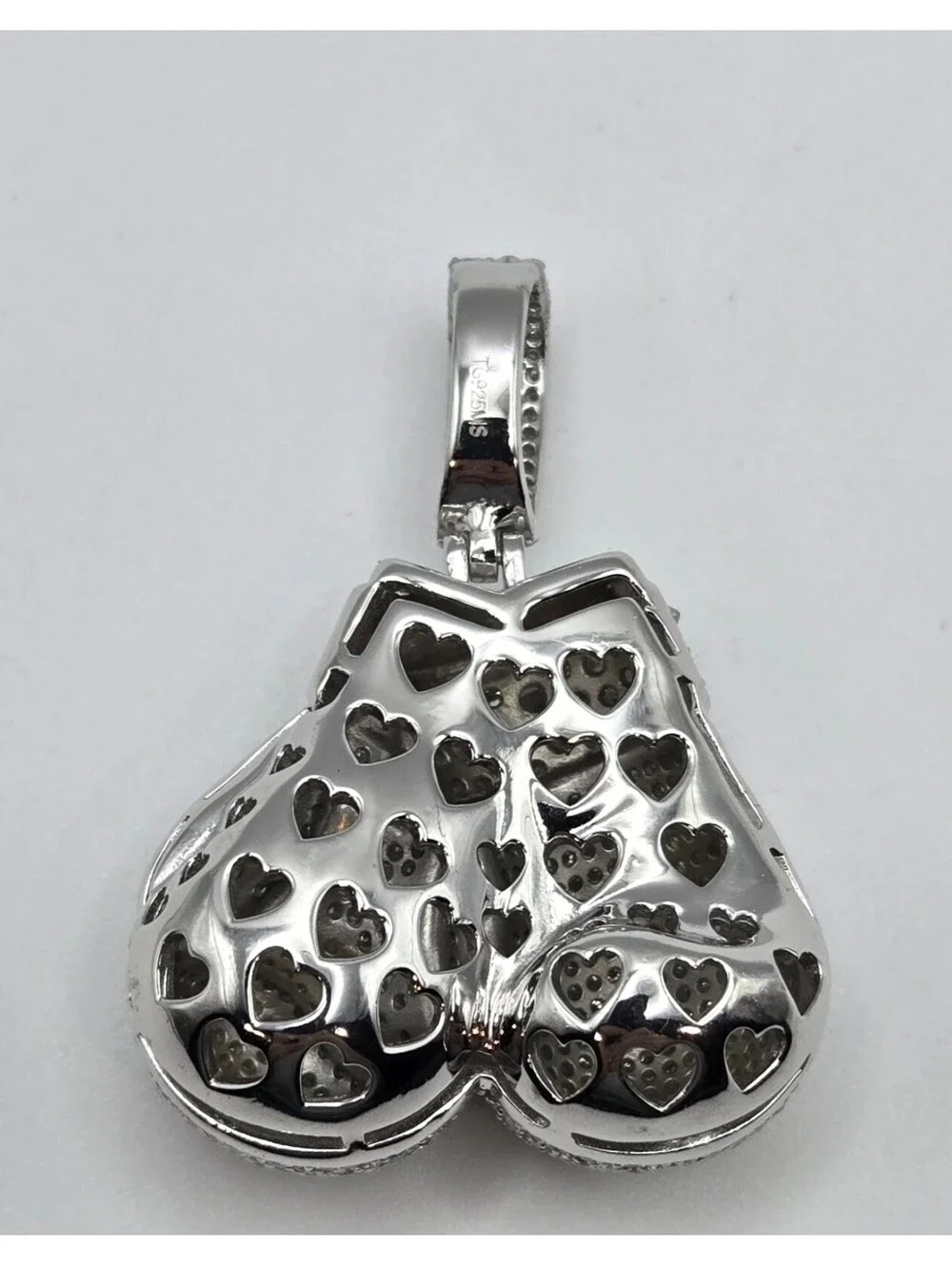 NEW Solid 925 Sterling Silver Boxing Gloves Pendant 8.0CTW VVS1 Moissanite Iced